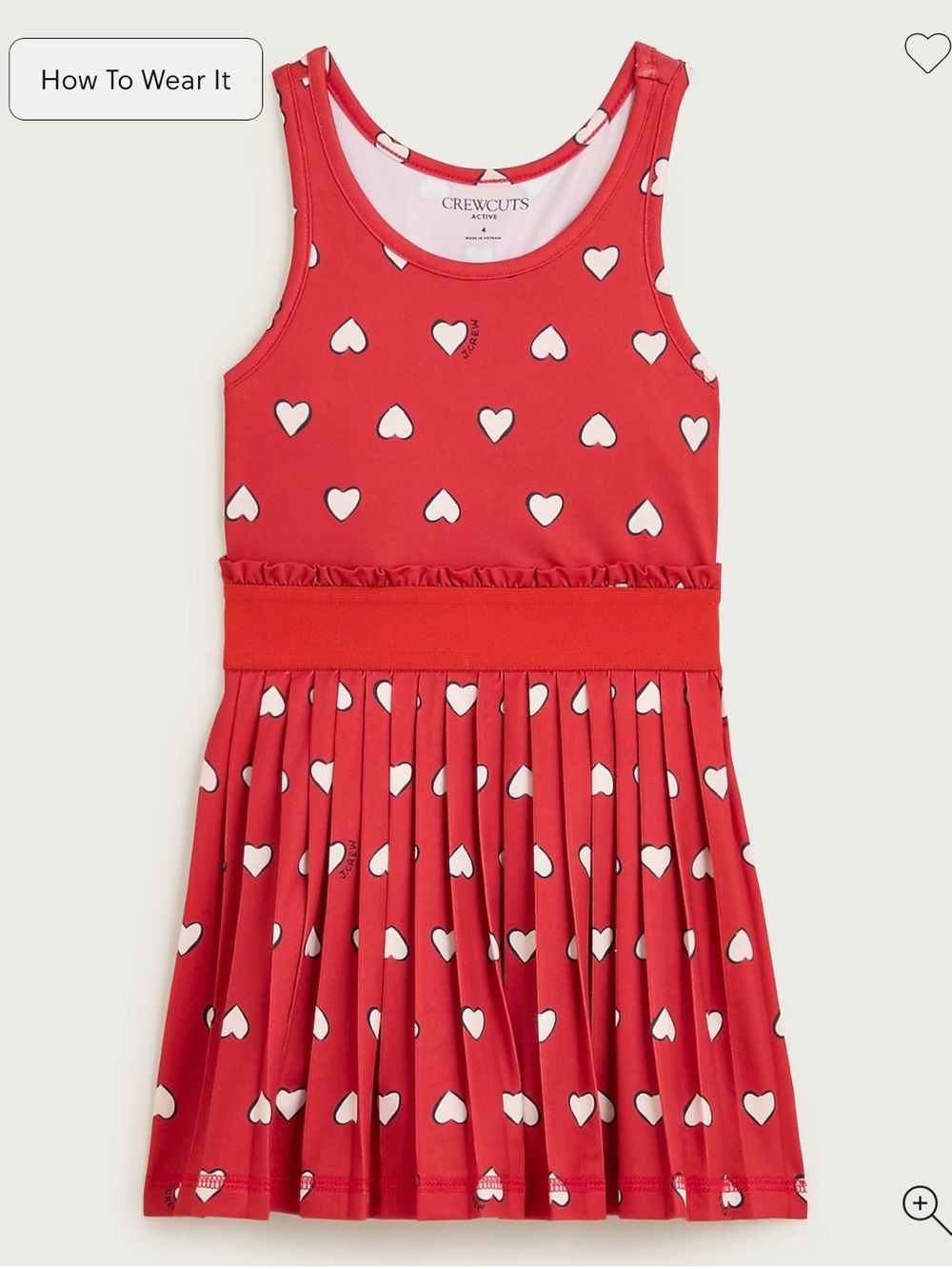 Crewcuts Red Tank Dress with White Heart Print tennis performance wear workout